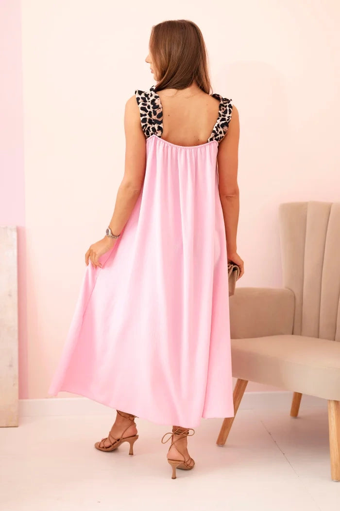 Women's dress with leopard print straps